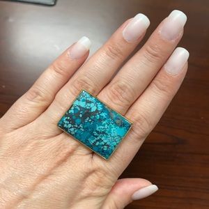 Sideset turquoise ring in Alchemia gold.